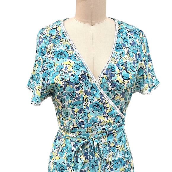 Poupette St Barth Maxi Dress Womens XS Floral Wrap Ruffle Boho Summer Viscose - Picture 4 of 10